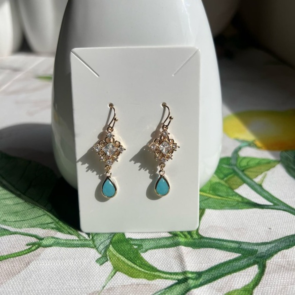 Boho Bridal Earrings, Turquoise, Bridgerton Jewelry, Victorian Vintage, Romantic